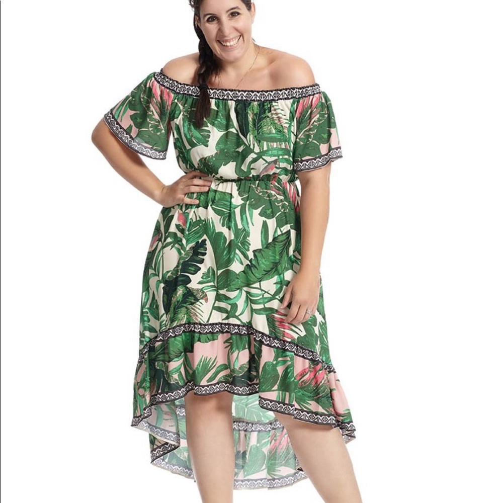 Flying tomato off shoulder high low summer dress